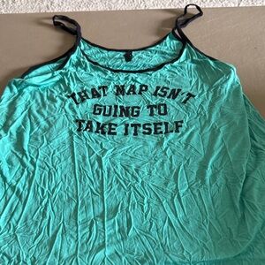 Torrid Teal Pajama Tank Night Gown with Black Trim